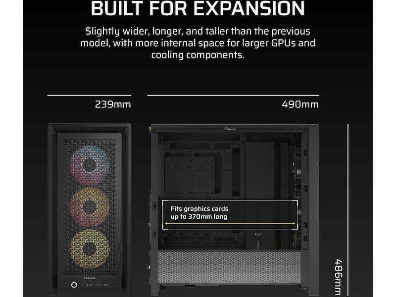 Corsair FRAME 4000D ARGB Mid-Tower (sort) Midi Tower