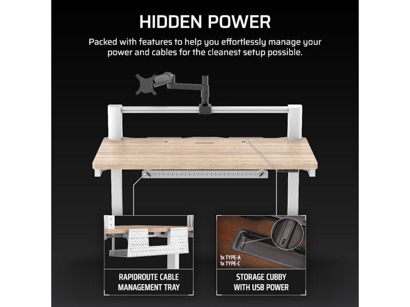 Corsair Platform:4 Elevate skrivebord (hvid/lyst træ) Gamingdesk