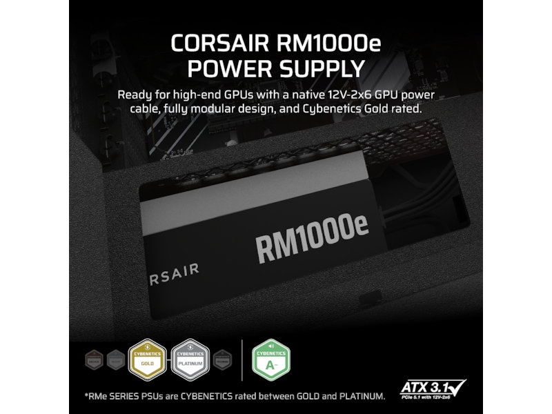Corsair RMe Series RM1000e PSU (sort) Strømforsyninger