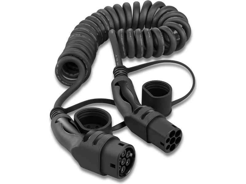 EV-Charge 2500 ladekabel spiral 11 kW 7 m Elektriske bil opladerkabler