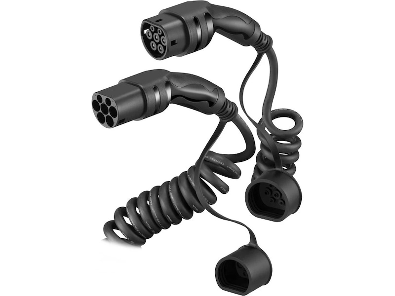 EV-Charge 2500 ladekabel spiral 11 kW 7 m Elektriske bil opladerkabler