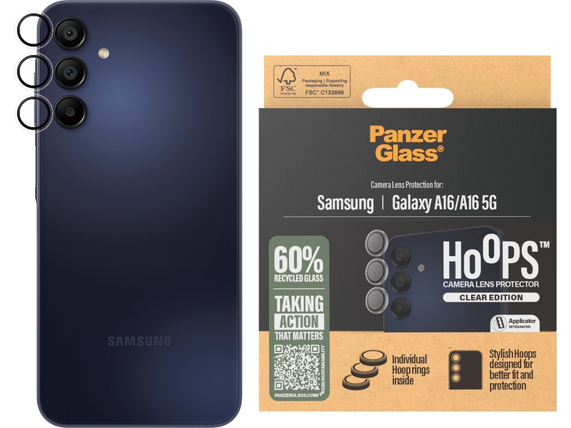 PanzerGlass Galaxy A16/A16 5G Hoops Linsebeskytter (gennemsigtig) Skærmbeskyttelse mobiltelefon