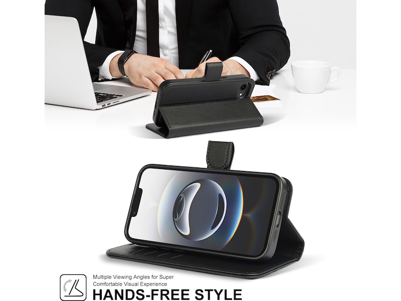 iiglo iPhone 17e / 16e 2-i-1 Wallet cover (sort) Mobilcover