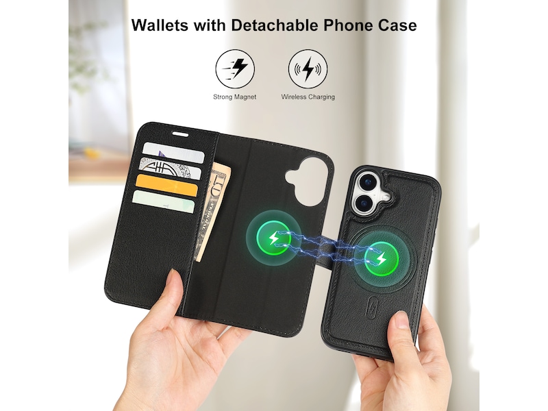 iiglo iPhone 16 2-i-1 Wallet cover (sort) Mobilcover