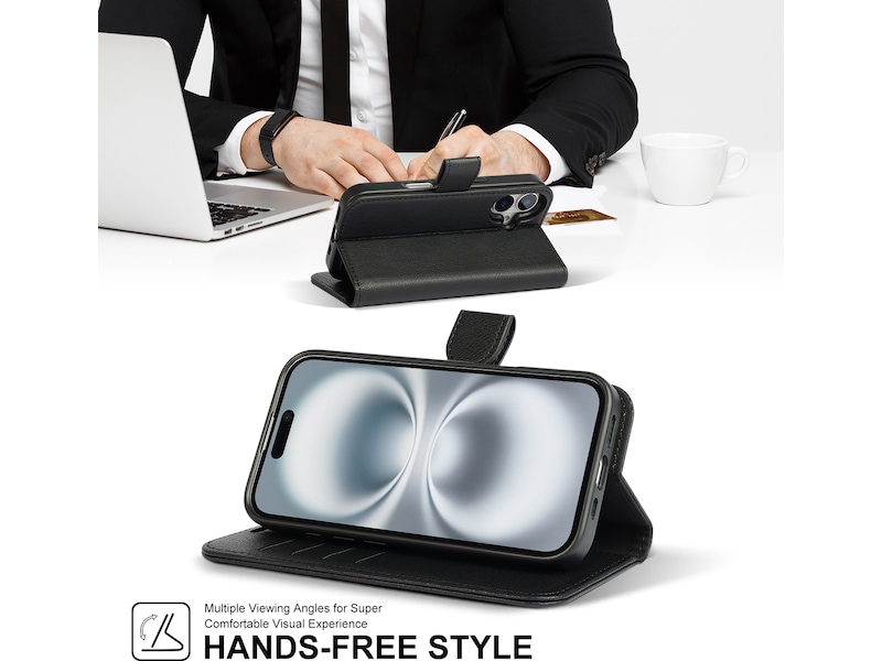 iiglo iPhone 16 2-i-1 Wallet cover (sort) Mobilcover