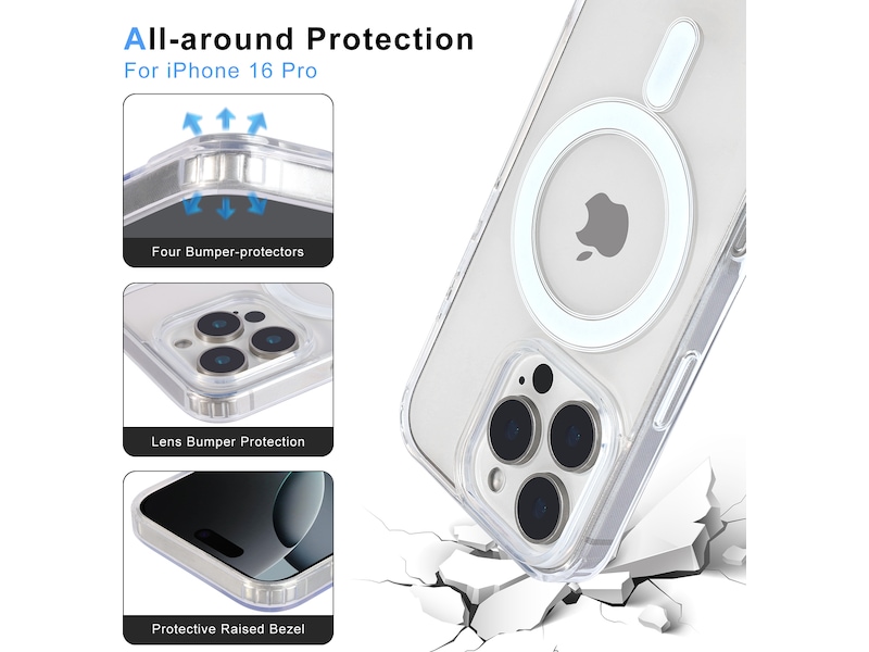 iiglo iPhone 16 Pro Magnetic Silikone cover (gennemsigtig) Mobilcover