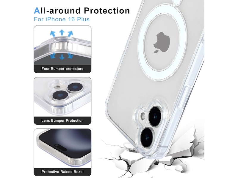 iiglo iPhone 16 Plus Magnetic Clear Case (gennemsigtig) Mobilcover