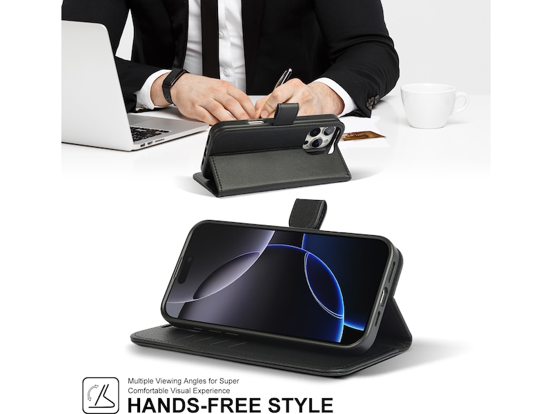 iiglo iPhone 16 Pro Max 2-i-1 Wallet cover (sort) Mobilcover