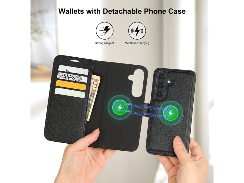 iiglo Galaxy S25 2-i-1 Wallet cover (sort) Mobilcover