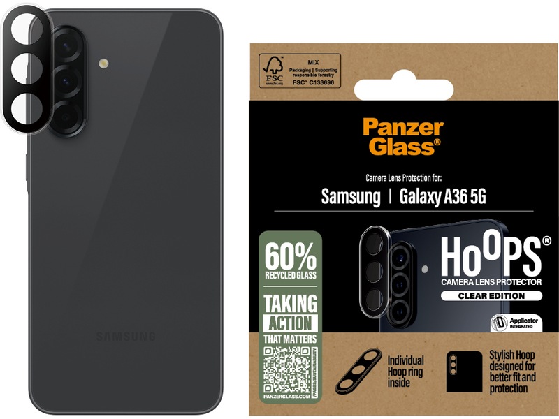 PanzerGlass Galaxy A36 5G Hoops linsebeskytter (gennemsigtig) Skærmbeskyttelse mobiltelefon