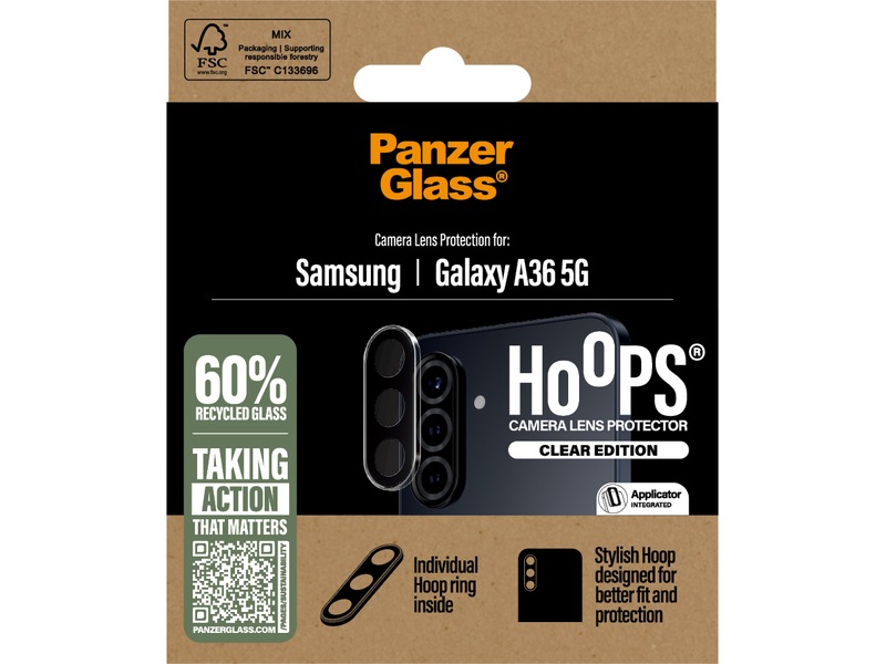 PanzerGlass Galaxy A36 5G Hoops linsebeskytter (gennemsigtig) Skærmbeskyttelse mobiltelefon