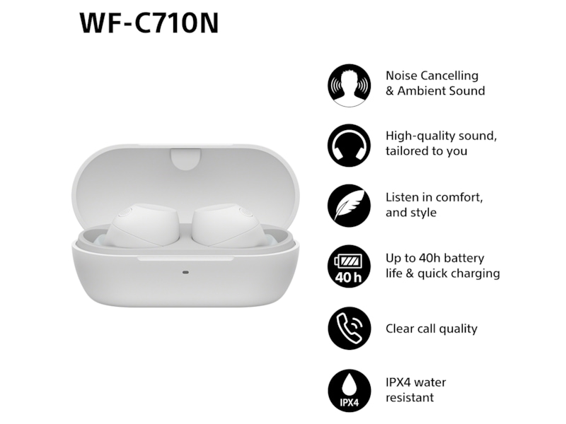 Sony WF-C710N Trådløse høretelefoner, Earbuds med mikrofon (hvid) In-ear høretelefoner
