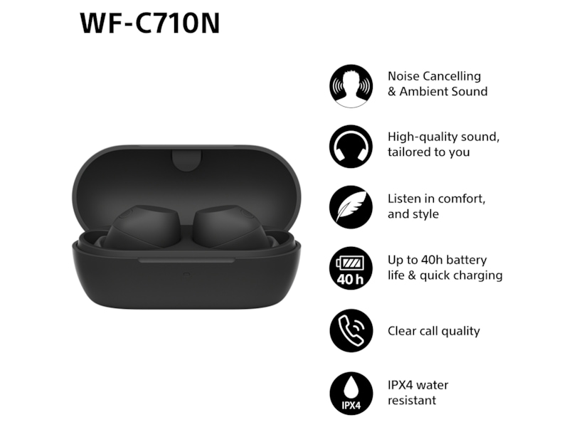 Sony WF-C710N Trådløse høretelefoner, Earbuds med mikrofon (sort) In-ear høretelefoner