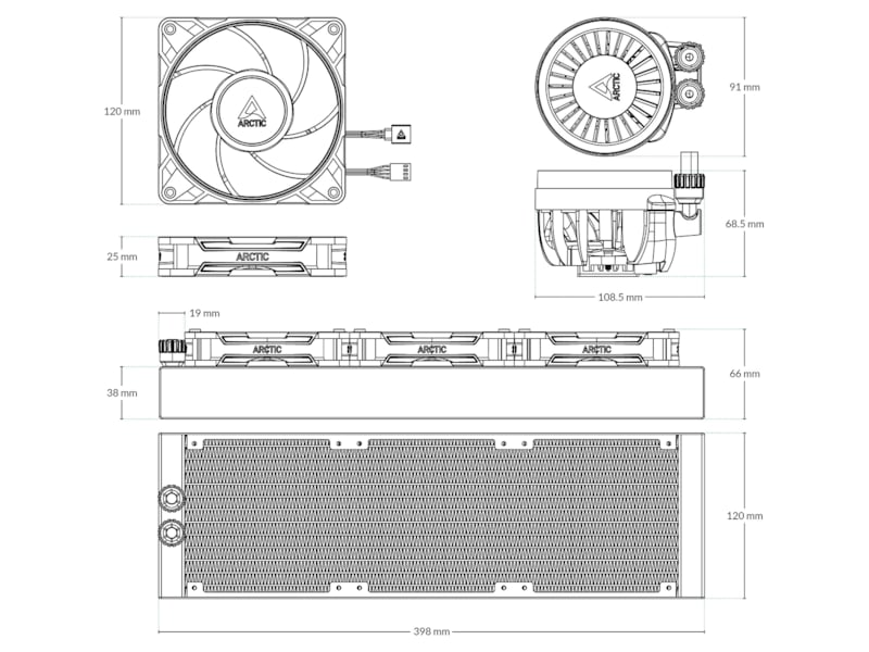 Arctic Liquid Freezer III Pro 360 Køler (sort) CPU - Vandkøling