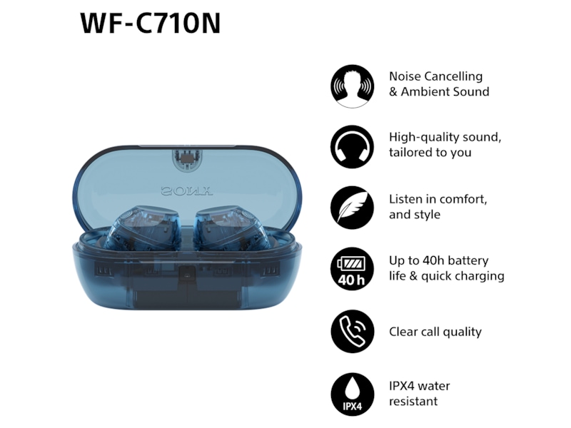 Sony WF-C710N Trådløse høretelefoner, Earbuds med mikrofon (blå) In-ear høretelefoner