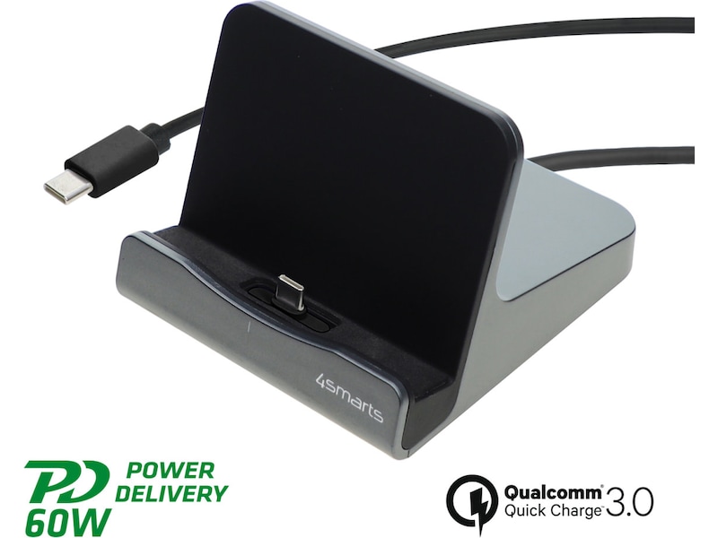 4smarts 60W USB-C opladningsstation (sort) Ladestation