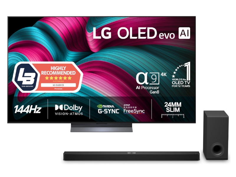 LG 77" C5 AI 4K OLED Smart TV (2025) + Soundbar 70 - 79 tommer TV
