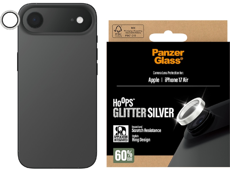 PanzerGlass iPhone Air Hoops Linsebeskytter (glitter silver) Skærmbeskyttelse mobiltelefon