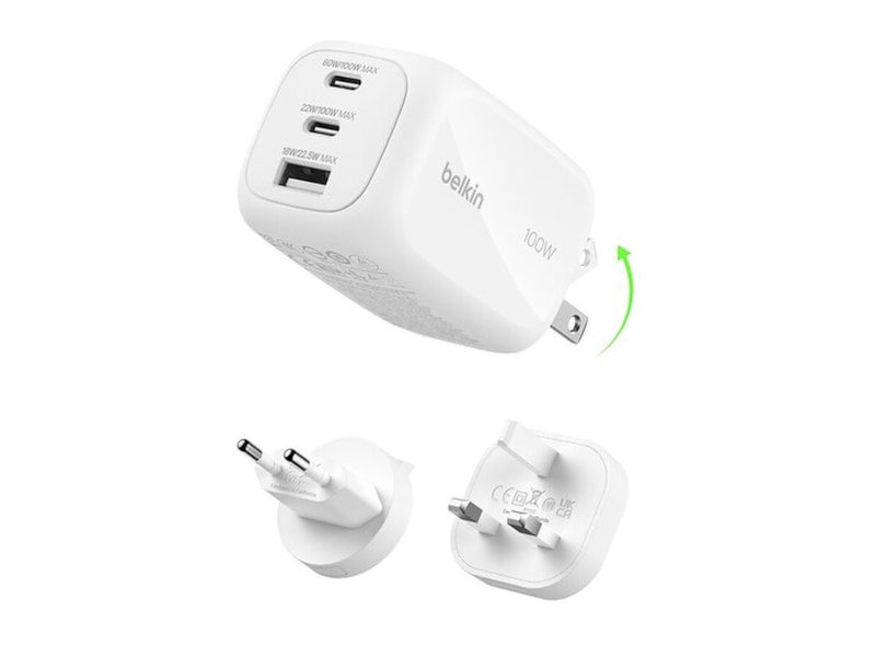Belkin BoostCharge Pro GaN 100W vægoplader + rejseadapter Mobilopladere