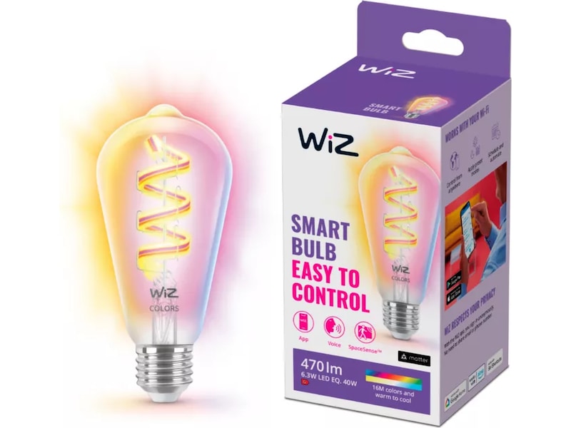WiZ Clear 40W ST64 E27 RGB-pære LED-pærer & elpærer