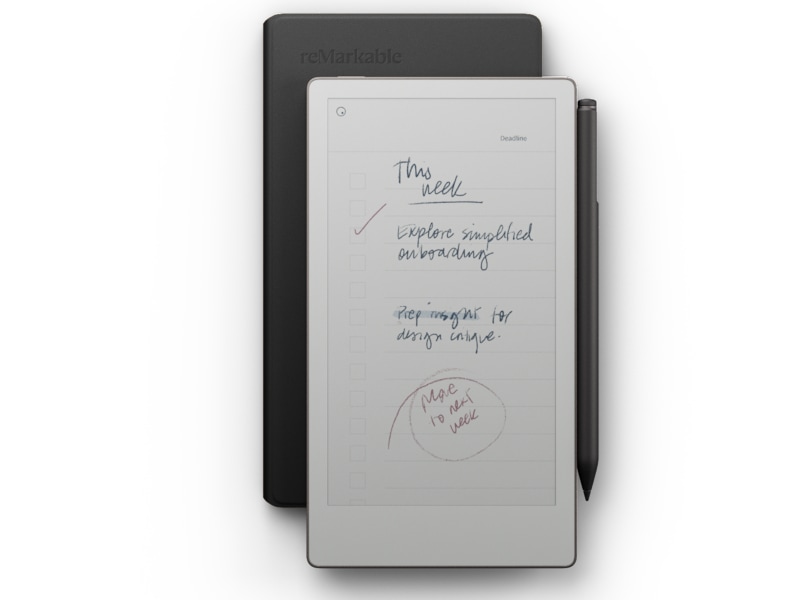 reMarkable Paper Pro Move 7.3" inkl. Marker Plus & Book Folio (sort skinn) Digitale paper & tilbehør