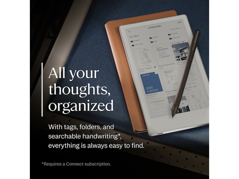reMarkable Paper Pro Move 7.3" inkl. Marker Plus & Book Folio (sort skinn) Digitale paper & tilbehør