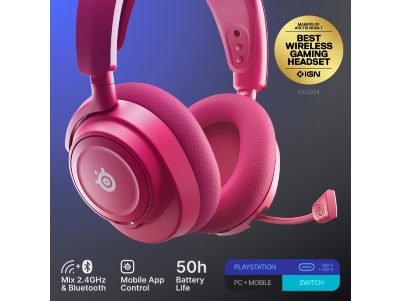 SteelSeries Arctis Nova 7P Gen 2 Trådløst Gamingheadset (magenta) Gamingheadset