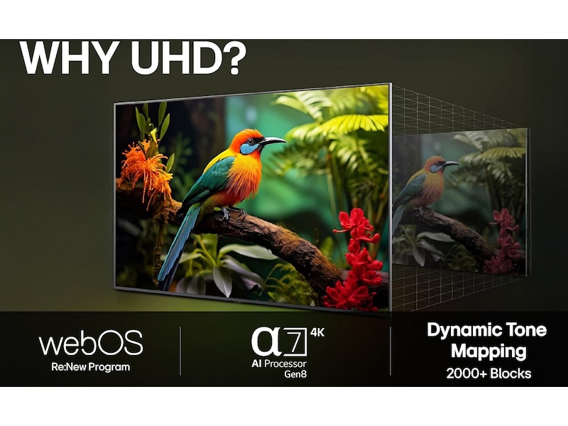 LG 86'' UA75 AI 4k Smart TV (2025) + NS60 Soundbar Over 80 tommer TV