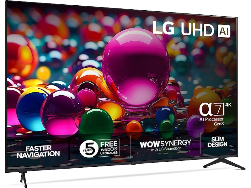 LG 86'' UA75 AI 4k Smart TV (2025) + NS60 Soundbar Over 80 tommer TV