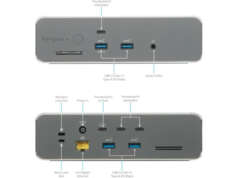 Targus Thunderbolt™ 5 Triple Video 8K EcoSmart™ Dock with 140W EPR Dockingstation og USB-hub