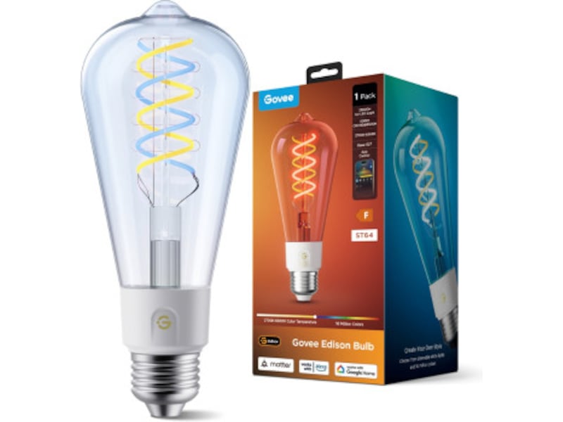 Govee Smart Edison Pære E27, RGBWW LED Lampe ST64 LED-pærer & elpærer