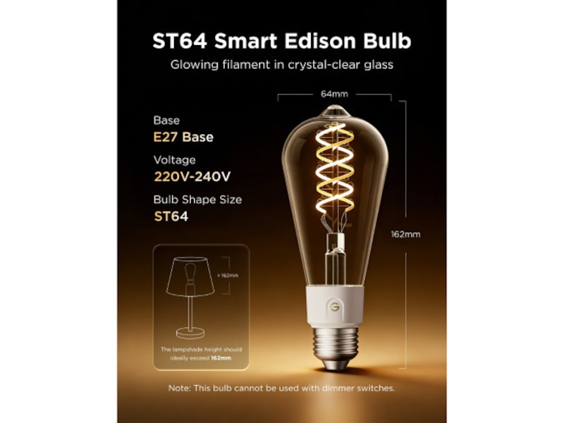 Govee Smart Edison Pære E27, RGBWW LED Lampe ST64 LED-pærer & elpærer
