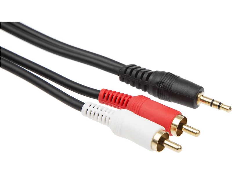 Minijack til RCA kabel 2m (sort) HiFi- & højttalerkabler