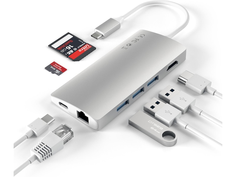Satechi MultiPort 4K Docking V2 (sølv) Dockingstation og USB-hub