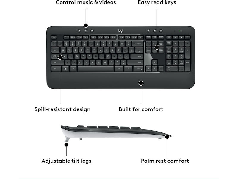 Logitech MK540 Advanced Combo Trådløs Mus & keyboards -kombinasjonspakker