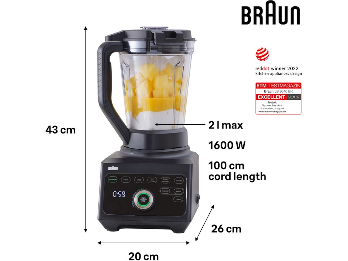 Braun Powerblend 9 kandeblender JB 9040 (sort) Blendere