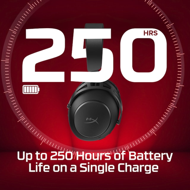UP TO 250 HOURS OF BATTERY LIFE ON A SINGLE CHARGE