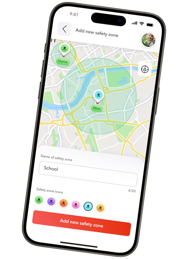 Safe zones for your child using GPS tracker