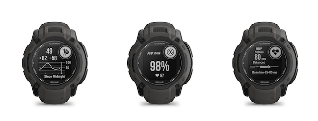 Body Battery™ energimåling, pulsoximetri, pulsvariationsstatus