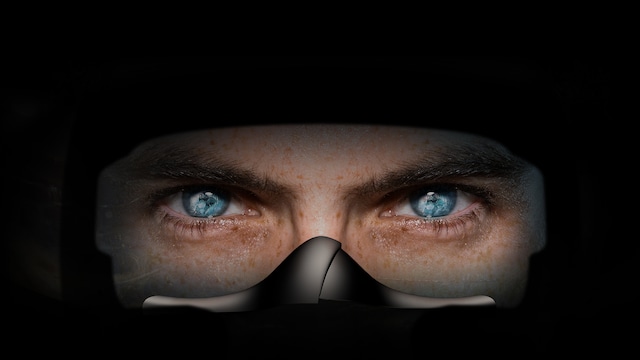 eyes, with headset on