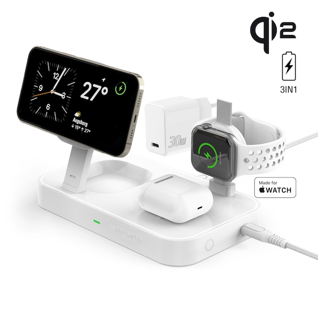 4smarts Qi2 Charging Station Trident with MFi Fast Charger for Apple Watch 4smarts Qi2 Charging Station Trident with MFi Fast Charger for Apple Watch